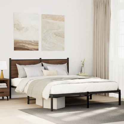 vidaXL Metal Bed Frame without Mattress Smoked Oak 137x190 cm