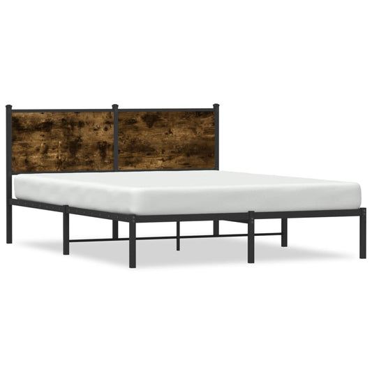 vidaXL Metal Bed Frame without Mattress Smoked Oak 140x190 cm