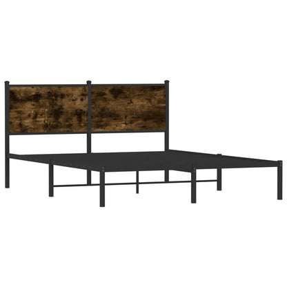 vidaXL Metal Bed Frame without Mattress Smoked Oak 140x190 cm