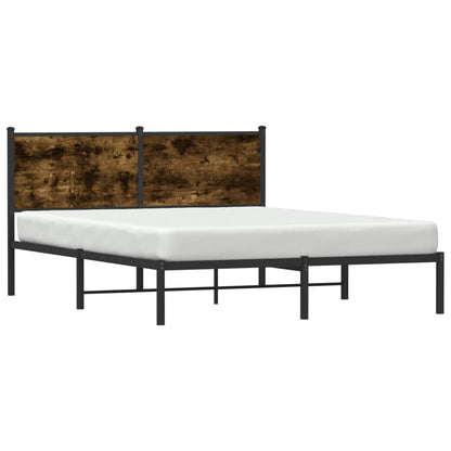 vidaXL Metal Bed Frame without Mattress Smoked Oak 140x190 cm