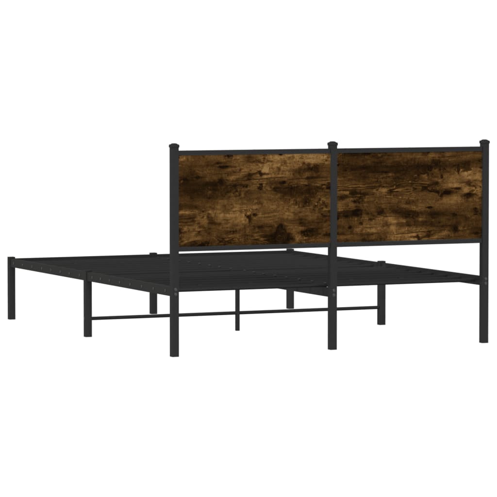vidaXL Metal Bed Frame without Mattress Smoked Oak 140x190 cm