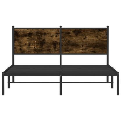 vidaXL Metal Bed Frame without Mattress Smoked Oak 140x200 cm