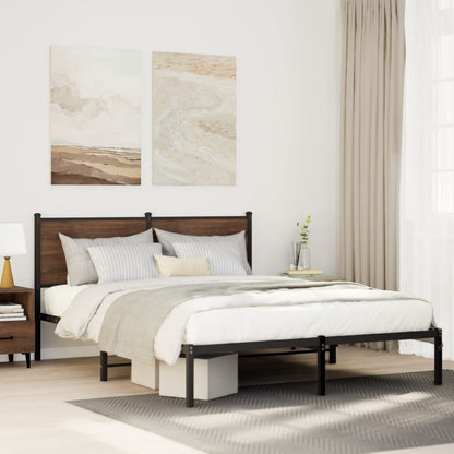 vidaXL Metal Bed Frame without Mattress Smoked Oak 140x200 cm
