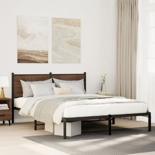 vidaXL Metal Bed Frame without Mattress Smoked Oak 140x200 cm