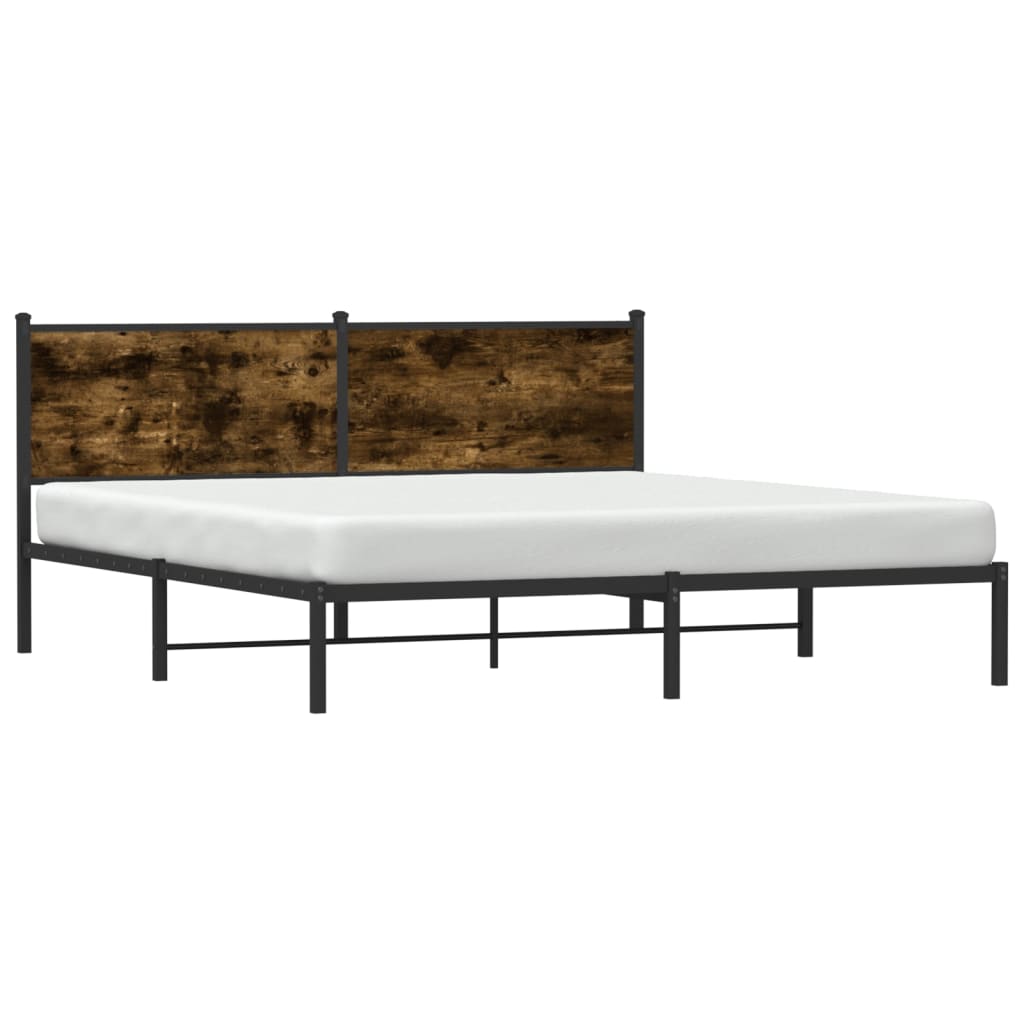 vidaXL Metal Bed Frame without Mattress Smoked Oak 180x200 cm Super King