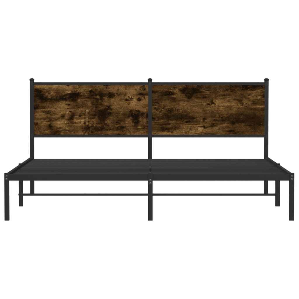 vidaXL Metal Bed Frame without Mattress Smoked Oak 180x200 cm Super King