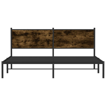 vidaXL Metal Bed Frame without Mattress Smoked Oak 180x200 cm Super King
