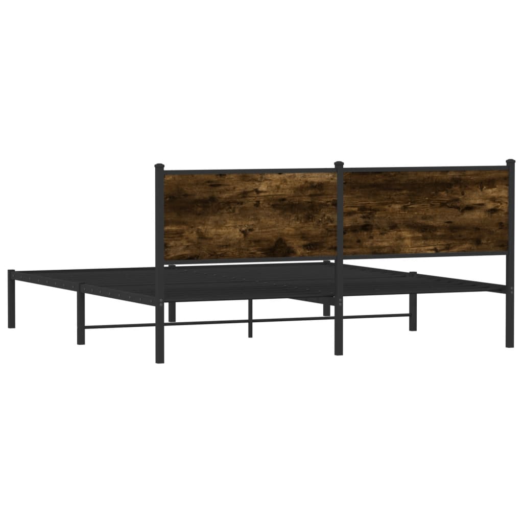 vidaXL Metal Bed Frame without Mattress Smoked Oak 180x200 cm Super King
