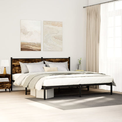 vidaXL Metal Bed Frame without Mattress Smoked Oak 180x200 cm Super King