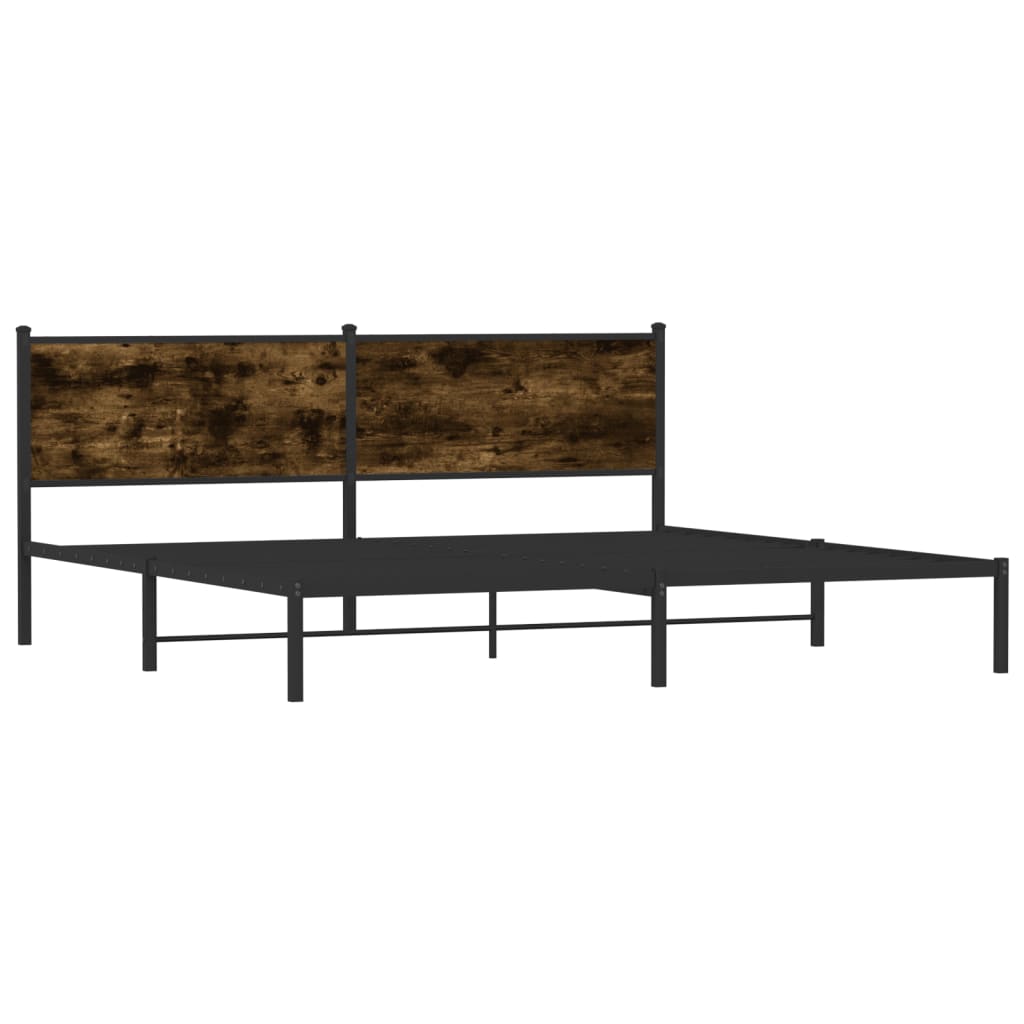 vidaXL Metal Bed Frame without Mattress Smoked Oak 193x203 cm