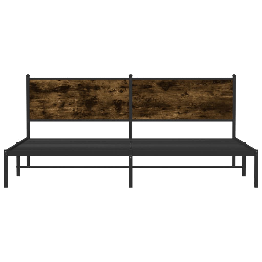vidaXL Metal Bed Frame without Mattress Smoked Oak 193x203 cm