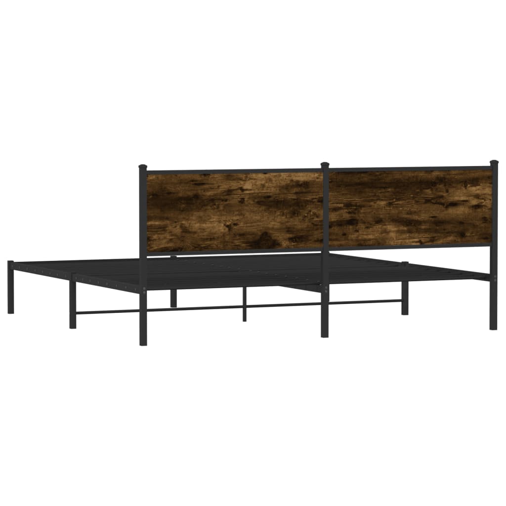 vidaXL Metal Bed Frame without Mattress Smoked Oak 193x203 cm