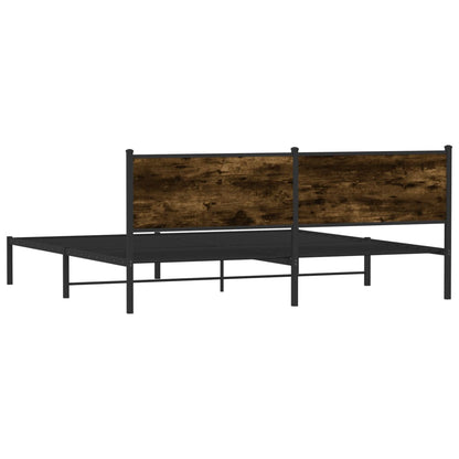 vidaXL Metal Bed Frame without Mattress Smoked Oak 193x203 cm