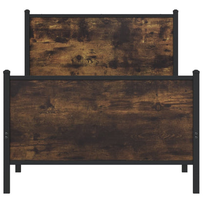 vidaXL Metal Bed Frame without Mattress Smoked Oak 75x190 cm Small Single