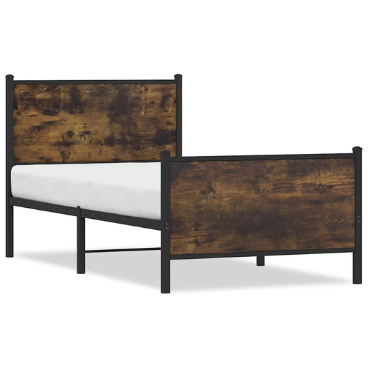 vidaXL Metal Bed Frame without Mattress Smoked Oak 80x200 cm