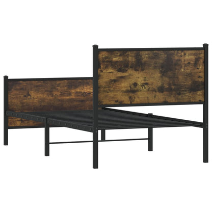 vidaXL Metal Bed Frame without Mattress Smoked Oak 90x190 cm Single