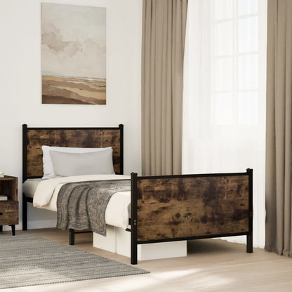 vidaXL Metal Bed Frame without Mattress Smoked Oak 90x190 cm Single