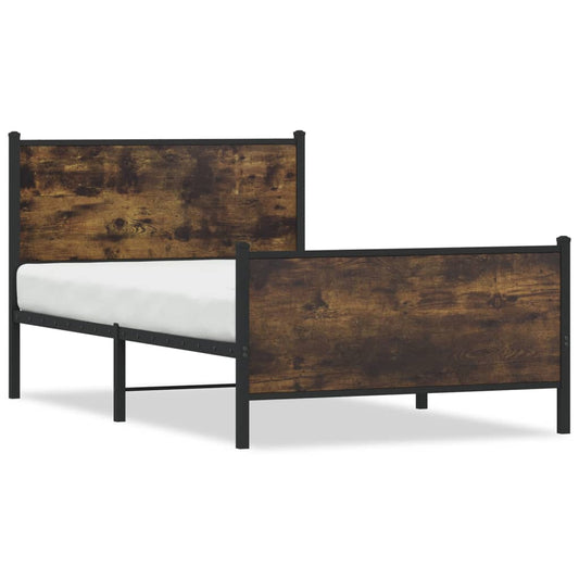 vidaXL Metal Bed Frame without Mattress Smoked Oak 100x200 cm