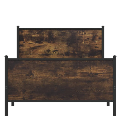 vidaXL Metal Bed Frame without Mattress Smoked Oak 107x203 cm