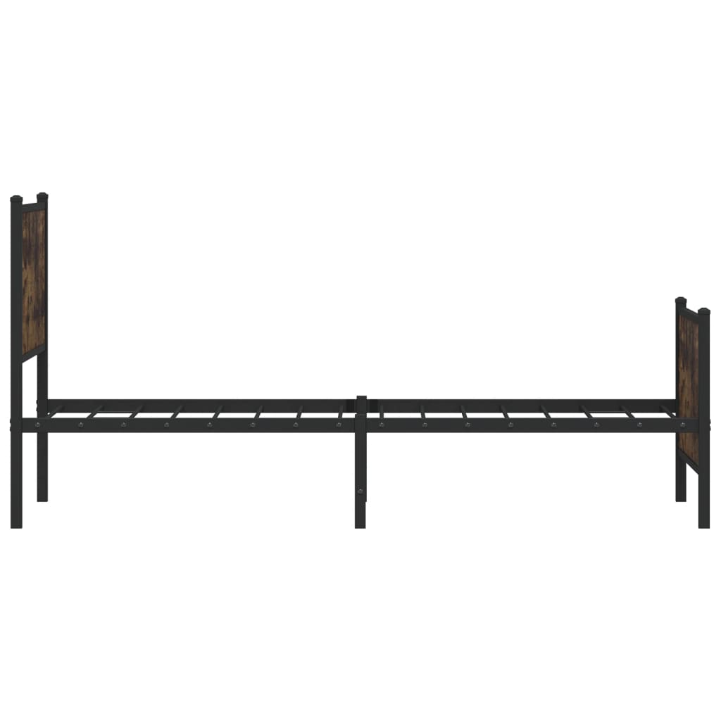 vidaXL Metal Bed Frame without Mattress Smoked Oak 107x203 cm