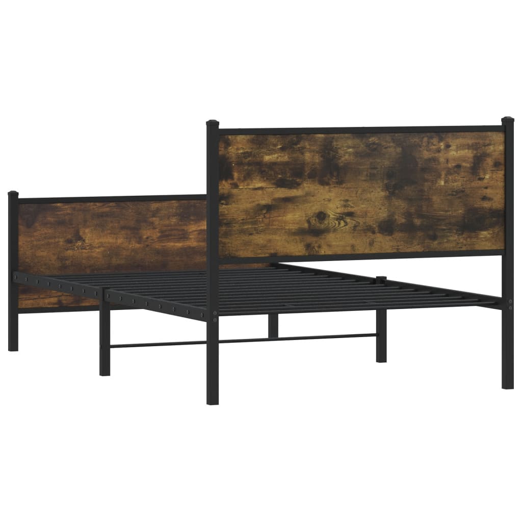 vidaXL Metal Bed Frame without Mattress Smoked Oak 107x203 cm