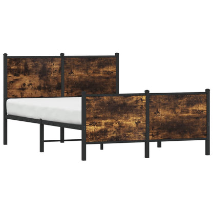 vidaXL Metal Bed Frame without Mattress Smoked Oak 120x200 cm