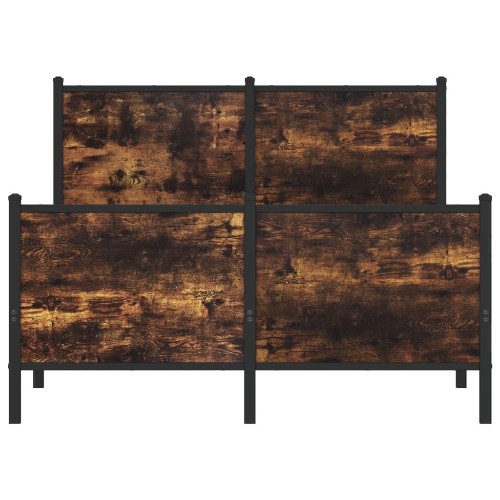 vidaXL Metal Bed Frame without Mattress Smoked Oak 120x200 cm