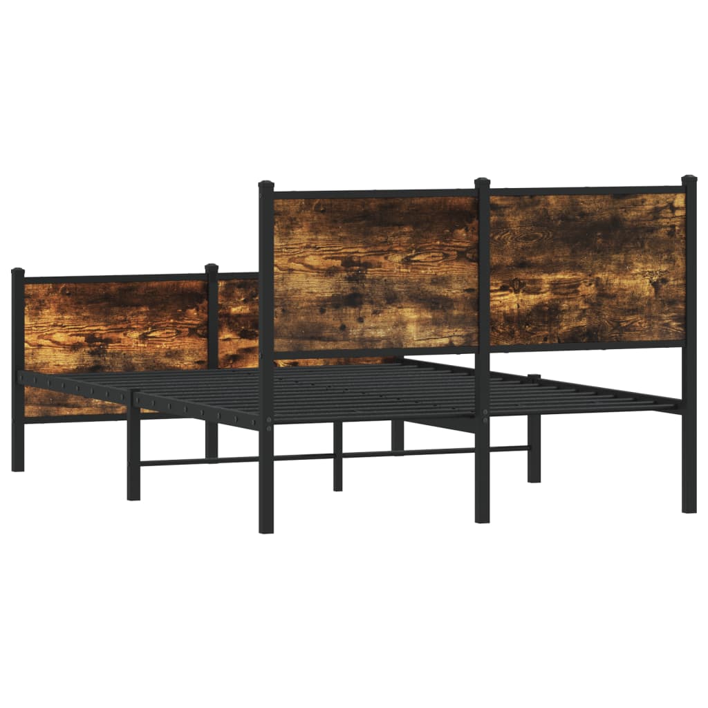 vidaXL Metal Bed Frame without Mattress Smoked Oak 120x200 cm