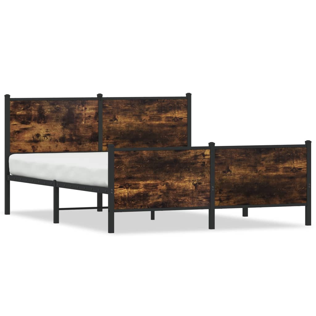 vidaXL Metal Bed Frame without Mattress Smoked Oak 137x190 cm