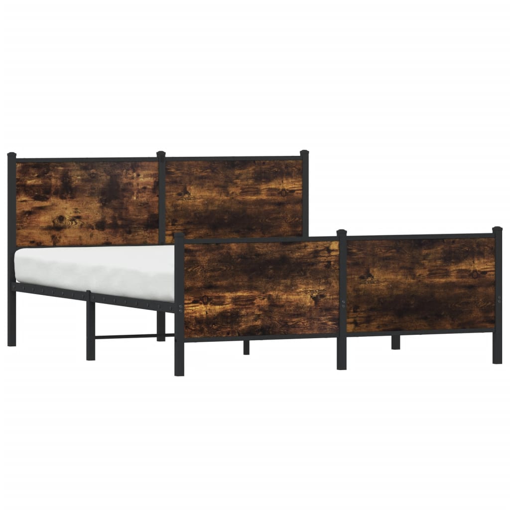vidaXL Metal Bed Frame without Mattress Smoked Oak 137x190 cm