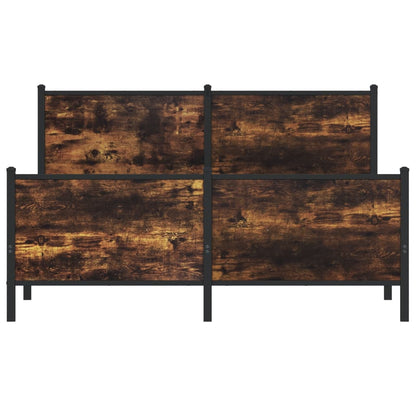 vidaXL Metal Bed Frame without Mattress Smoked Oak 137x190 cm