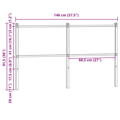 vidaXL Replace Headboard Smoked Oak 140 cm Engineered Wood and Steel