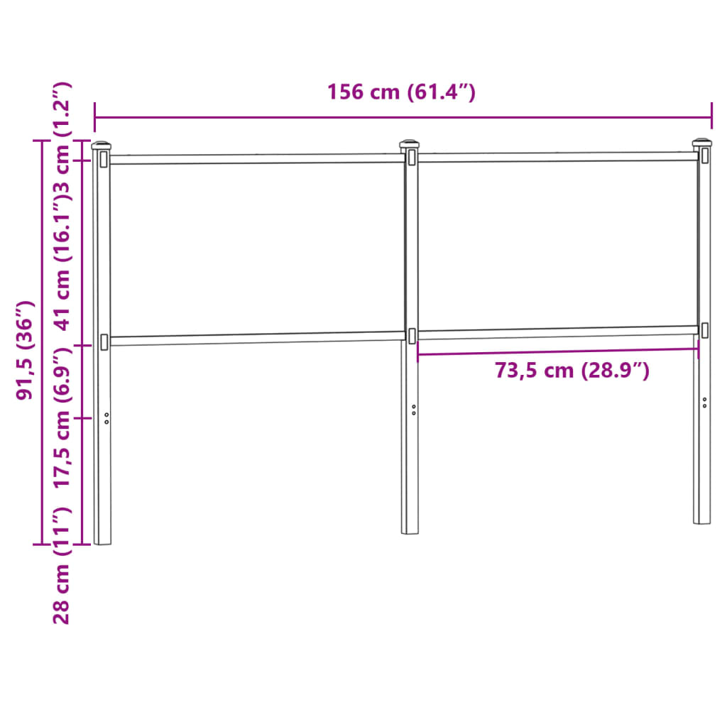 vidaXL Replace Headboard Smoked Oak 150 cm Engineered Wood and Steel