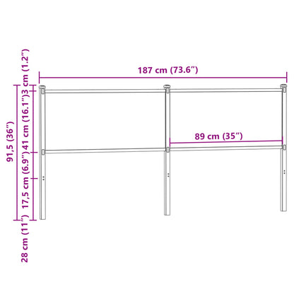 vidaXL Replace Headboard Smoked Oak 180 cm Engineered Wood and Steel