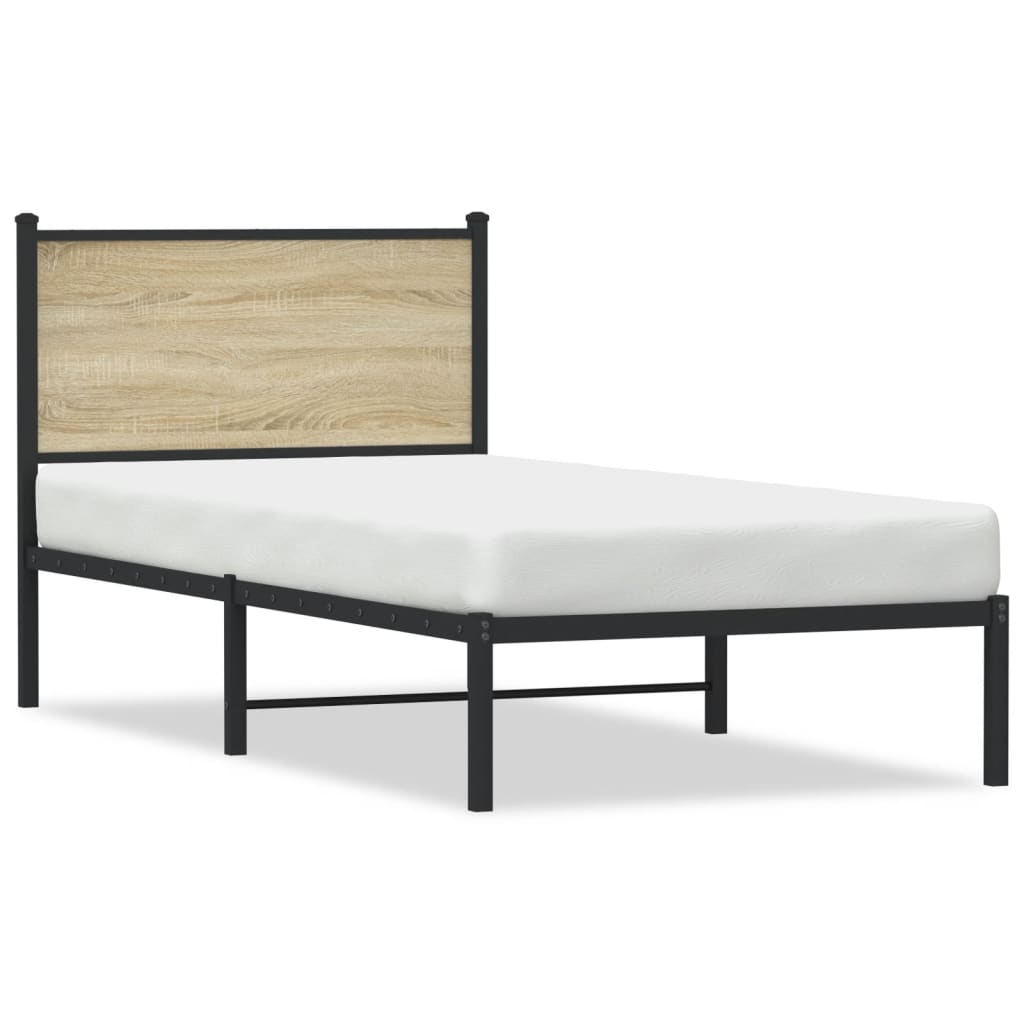 vidaXL Metal Bed Frame without Mattress Sonoma Oak 80x200 cm