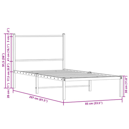 vidaXL Metal Bed Frame without Mattress Sonoma Oak 80x200 cm