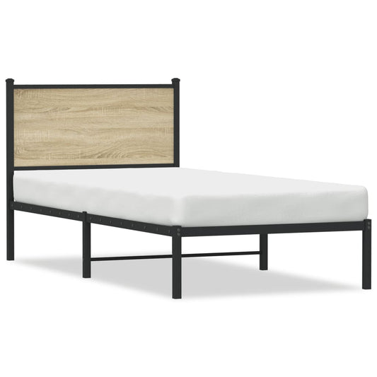 vidaXL Metal Bed Frame without Mattress Sonoma Oak 90x190 cm Single