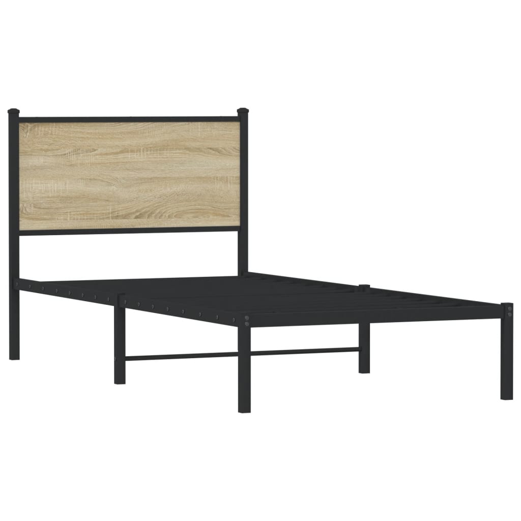 vidaXL Metal Bed Frame without Mattress Sonoma Oak 90x190 cm Single