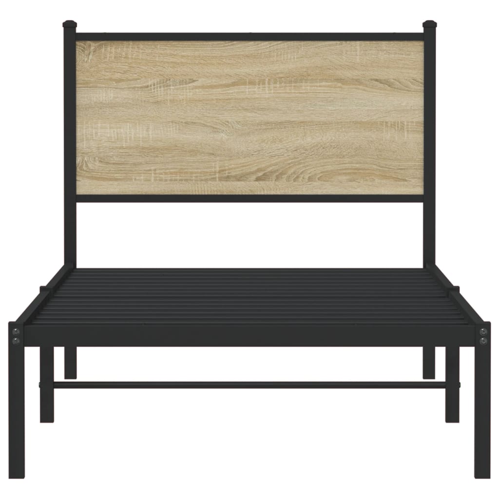 vidaXL Metal Bed Frame without Mattress Sonoma Oak 90x190 cm Single