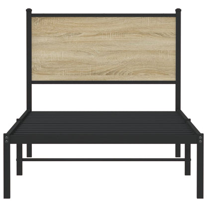 vidaXL Metal Bed Frame without Mattress Sonoma Oak 90x190 cm Single