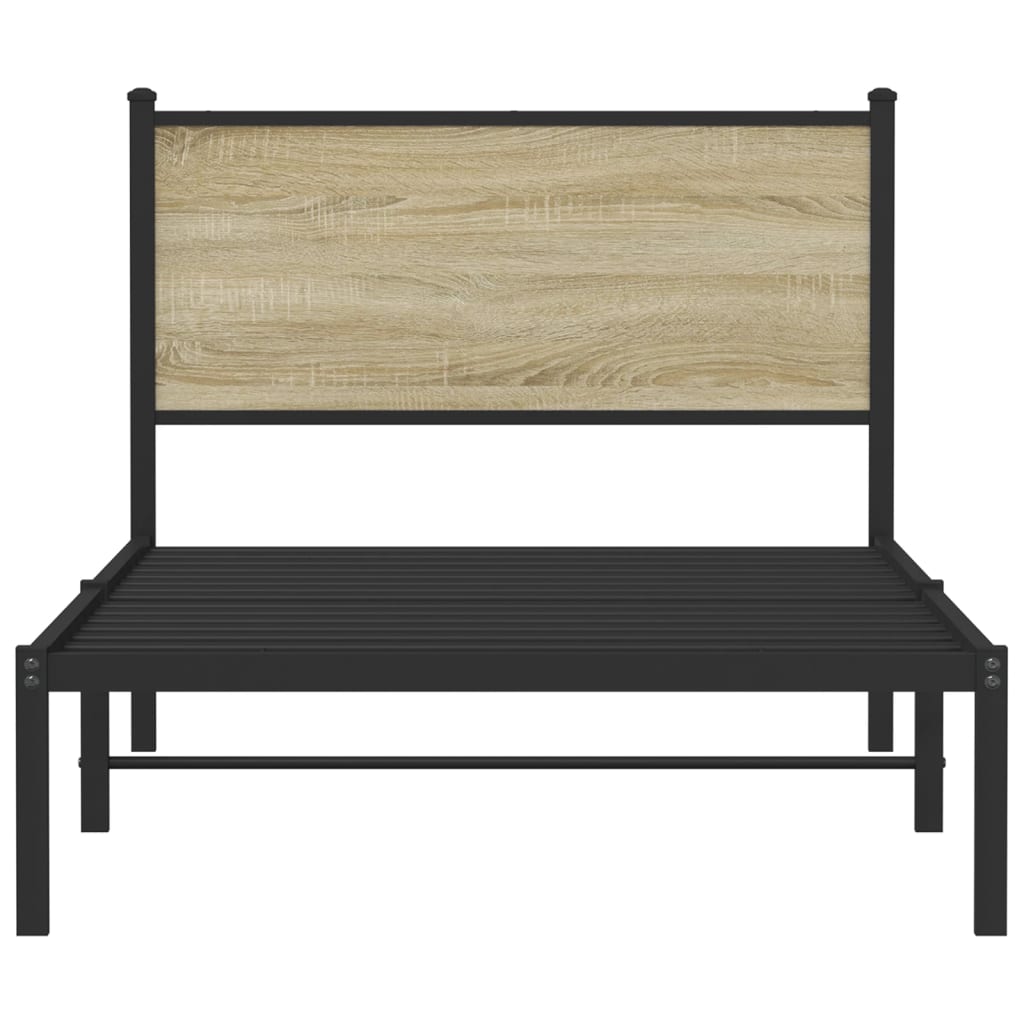 vidaXL Metal Bed Frame without Mattress Sonoma Oak 100x190 cm