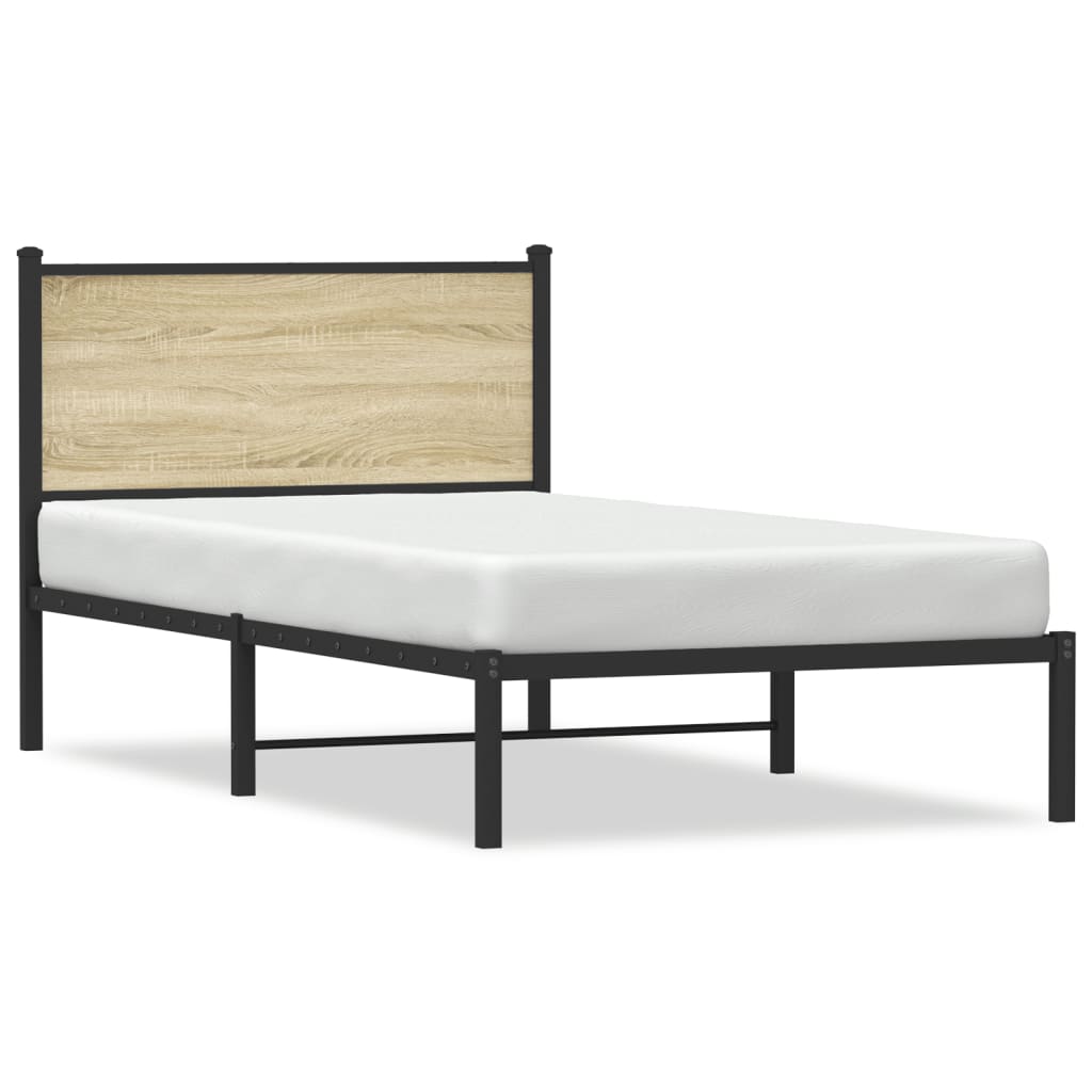 vidaXL Metal Bed Frame without Mattress Sonoma Oak 100x200 cm