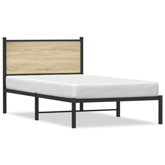 vidaXL Metal Bed Frame without Mattress Sonoma Oak 100x200 cm
