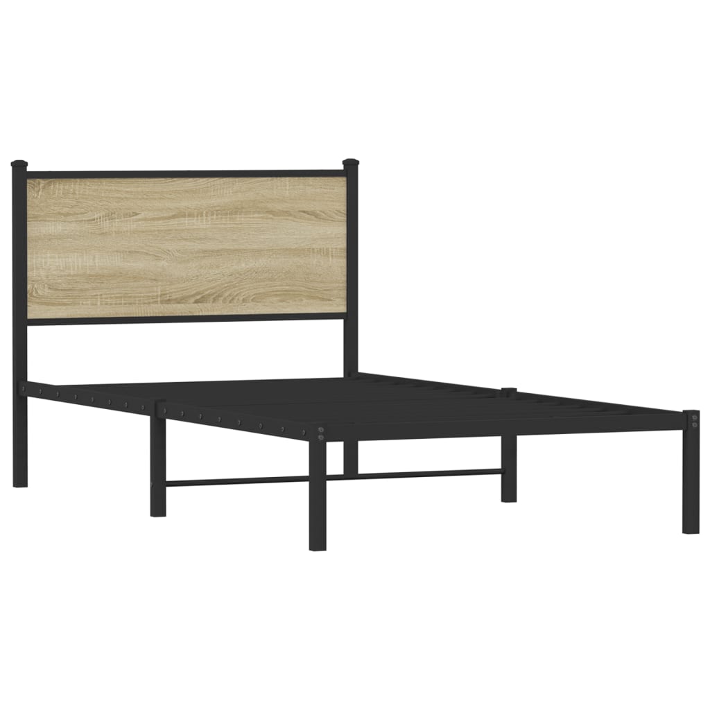 vidaXL Metal Bed Frame without Mattress Sonoma Oak 100x200 cm