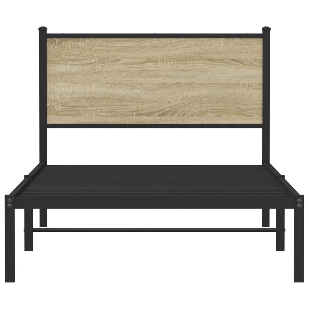 vidaXL Metal Bed Frame without Mattress Sonoma Oak 100x200 cm