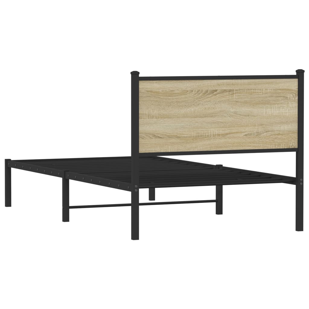 vidaXL Metal Bed Frame without Mattress Sonoma Oak 100x200 cm