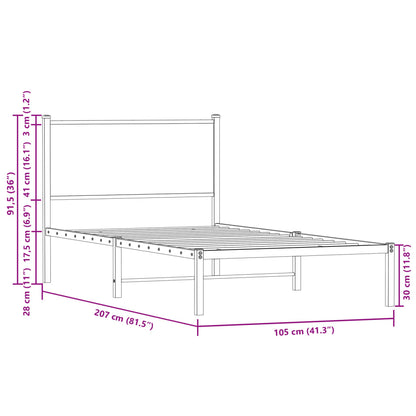 vidaXL Metal Bed Frame without Mattress Sonoma Oak 100x200 cm