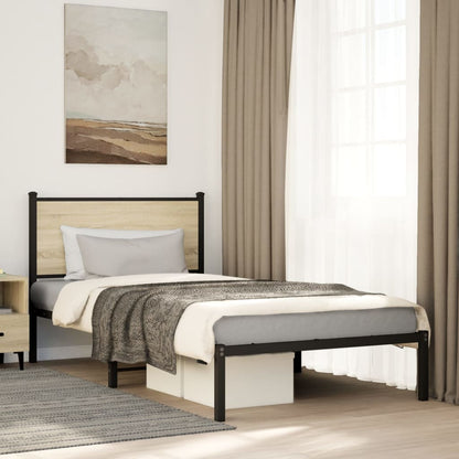 vidaXL Metal Bed Frame without Mattress Sonoma Oak 100x200 cm
