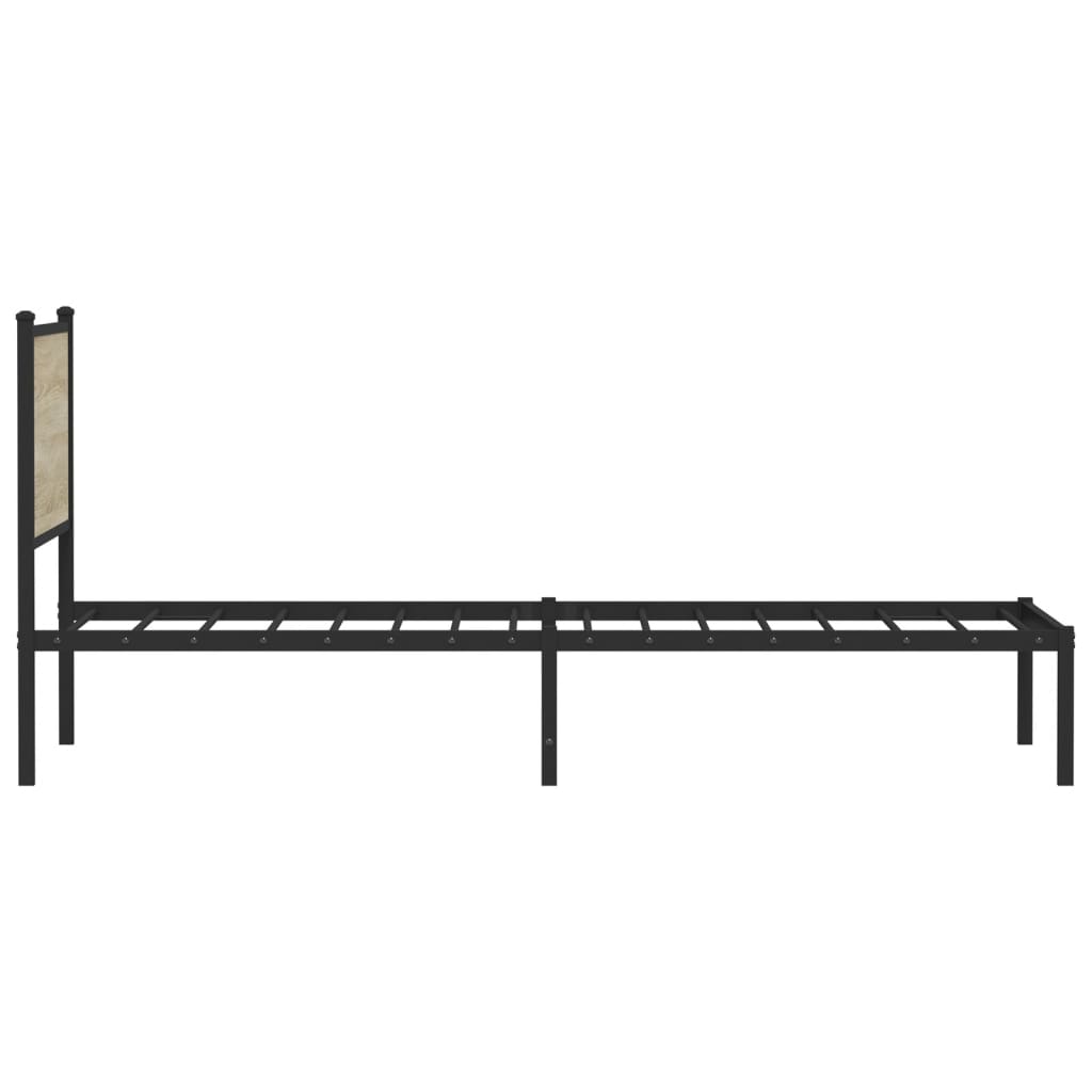 vidaXL Metal Bed Frame without Mattress Sonoma Oak 107x203 cm