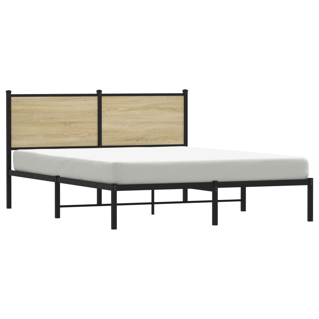 vidaXL Metal Bed Frame without Mattress Sonoma Oak 137x190 cm
